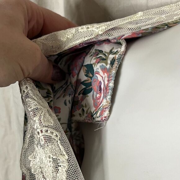 Jonathan Martin Vintage 80s Pastel Floral Lace Collar Cottagecore A-Line Dress - Picture 14 of 16